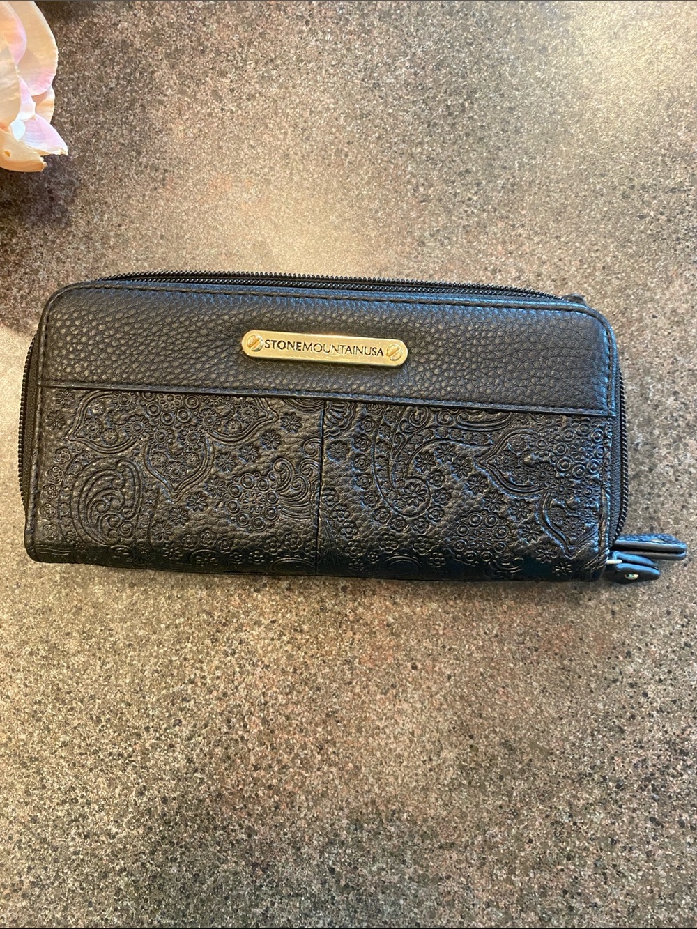Stone Mountain Black Embossed Wallet
